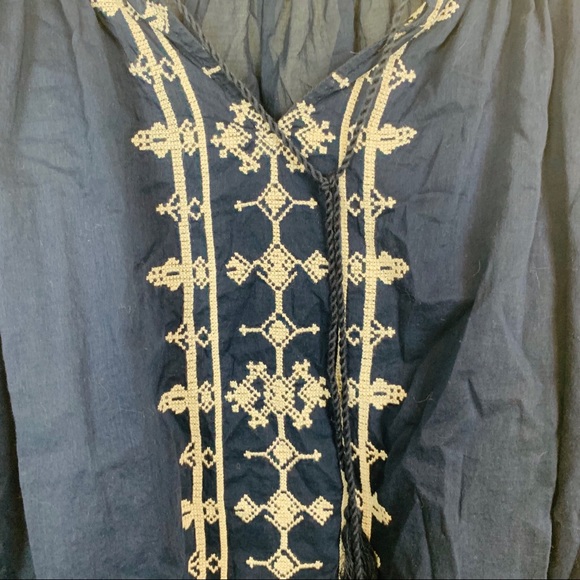 Lucky brand blue boho blouse white embroid… - Picture 7 of 8